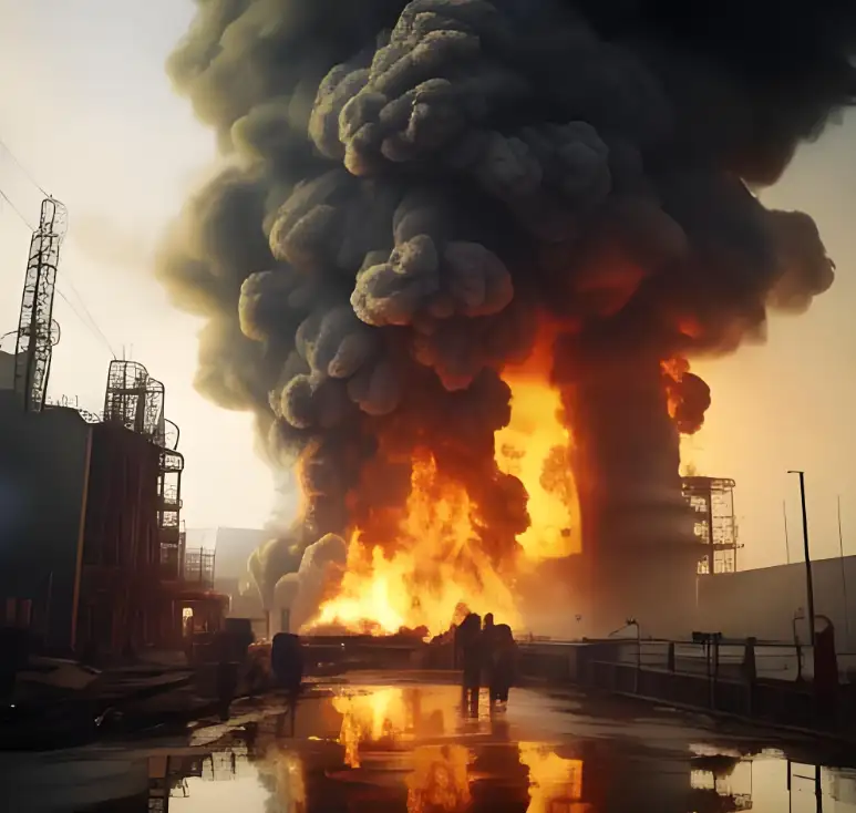 工厂粉尘爆炸事故现场警示图